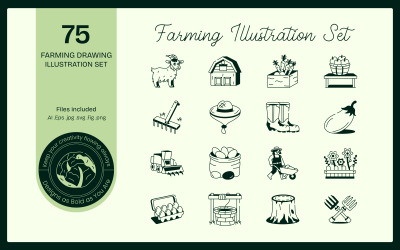 Landwirtschaftliche Zeichnungsillustrations-Set