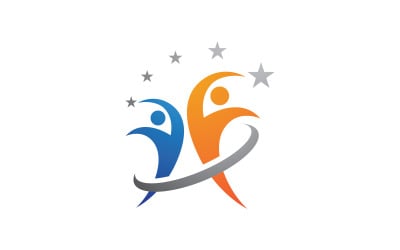 Human care adoption group network and social logo design v.42