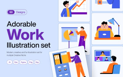 Work Illustration Art Set