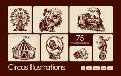 Conjunto de ilustraciones de circo vintage
