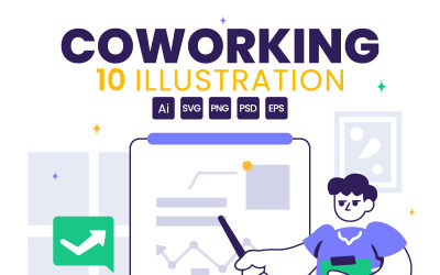 10 Coworking Business Illustration