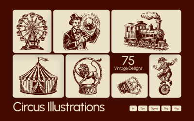 Набір ілюстрацій Vintage Circus
