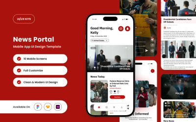 Newsly - Šablona návrhu mobilní aplikace pro zpravodajský portál