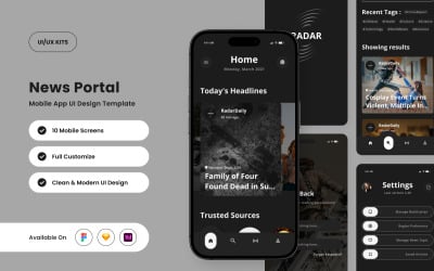 Radar - Mall för mobilappdesign för nyhetsportaler