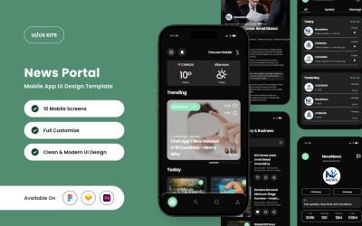 Šablona návrhu mobilní aplikace Pressio - zpravodajský portál