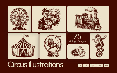 Vintage Circus Illustratieset