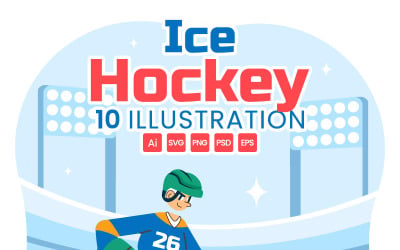 10 hokejových hráčů sportovní ilustrace
