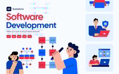 Set di illustrazioni per lo sviluppo software