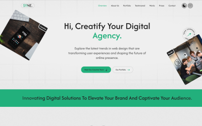 Syne - Šablona pro digitální agenturu a kreativní portfolio s přehlednou a moderním designem