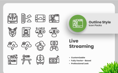 20 Set of Online Streaming Vol 5 Outline Icon Collection