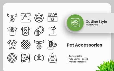 20 Set of Pet Accessories Vol 3 Outline Icon Collection