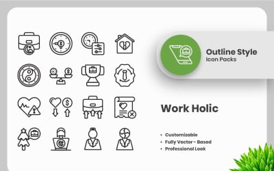 20 Set of Work Holic Vol 4 Outline Icon Collection