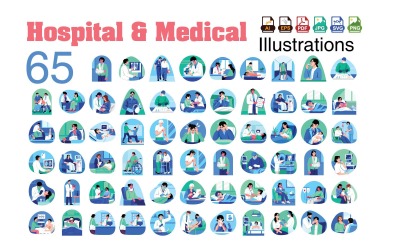 Ziekenhuis- en medische vectorillustraties | Arts, verpleegkundige, controle, medisch laboratorium, apparatuur