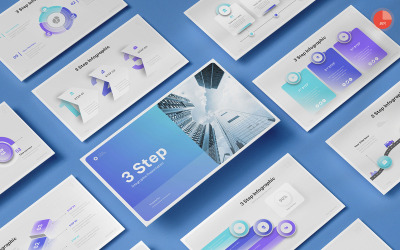 PowerPoint-sjabloon voor infographic met 3 stappen