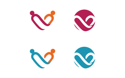 Human care adoption group network and social logo design vv.60