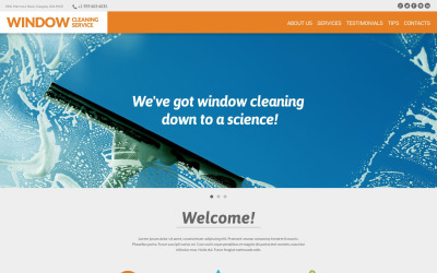 Modello di sito Web reattivo per la pulizia delle finestre