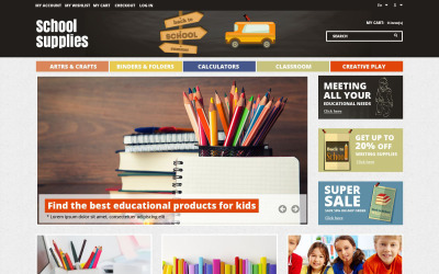 Modello Magento Responsive #52298 "School Essentials"