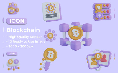 3D Blockchain-pictogramsetsjabloon