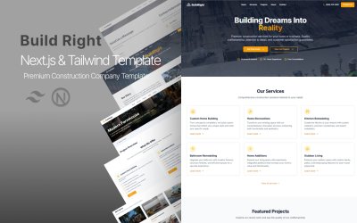 BuildRight - Modello Premium per azienda edile | Next.js e Tailwind
