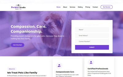 Petwell Studio – Modello di sito web per la cura degli animali domestici