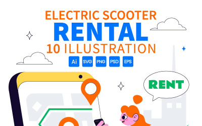 10 Electric Scooter Rental Service Illustration