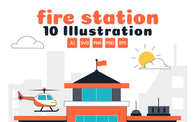 10 Fire Station Building Illustration
