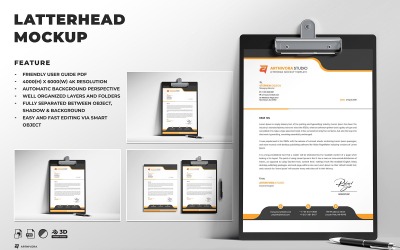Letterhead on Metal Clipboard Mockup