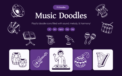 Modern Music Doodle Icon Set
