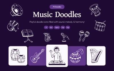 Zestaw ikon nowoczesnej muzyki Doodle