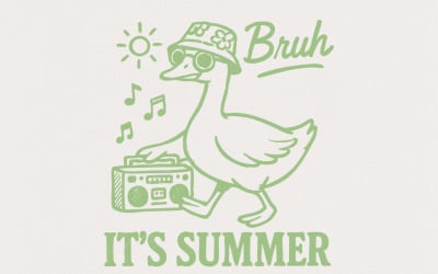 Divertente png estivo, Design per maglietta Bruh It&amp;#39;s Summer, Oca estiva retrò, PNG da spiaggia vintage alla moda,