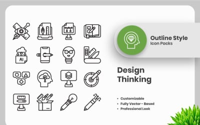 20 Set of Design Thinking Outline Icon Collection
