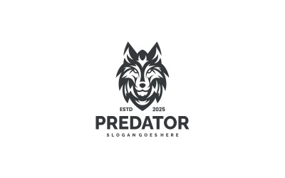 Odważny monochromatyczny projekt logo maskotki wilka