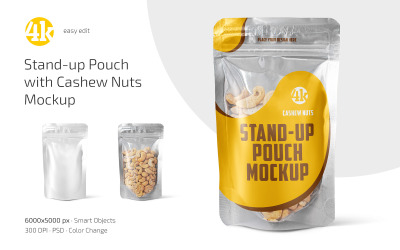 Stand-up Pouch with Cashew Nuts Mockup