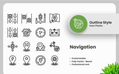20 Set of Navigation Outline Icon Collection
