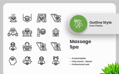 20 uppsättning av massage spa disposition ikon samling