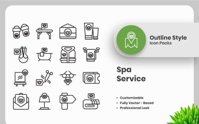 20 uppsättning Spa Service disposition ikonsamling