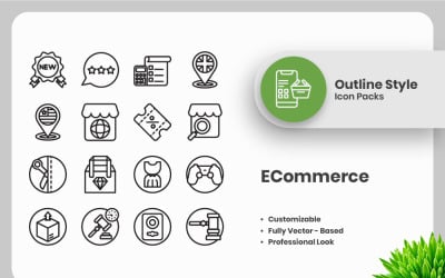 20 zestawów ikon ECommerce Vol 4 Outline Collection