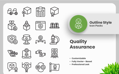 25 Set of Quality Assurance Outline Icon Collection