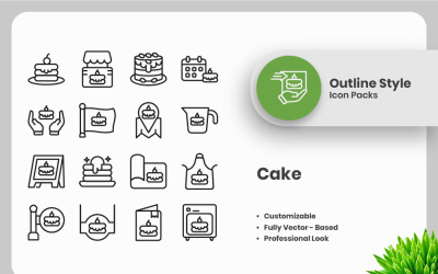 35 Set of Cake Outline Icon Collection