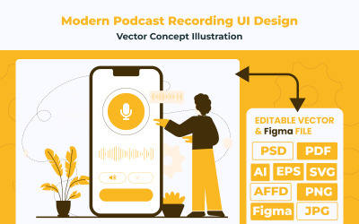 Modern Podcast Kaydı - Konsept Kullanıcı Arayüzü Tasarımı