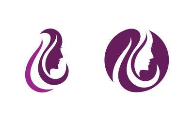 Illustrazione del logo del personaggio del volto di donna con capelli di bellezza v.10