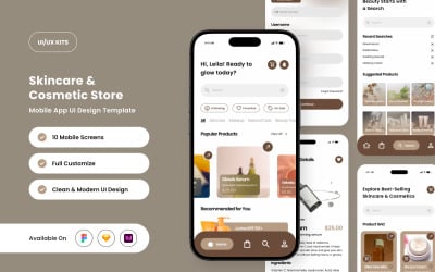 Elluna – 护肤品商店移动 UI 应用设计模板
