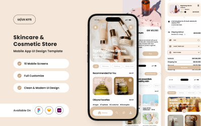Olivyne – Cosmetic Shop Mobile App UI Design Template
