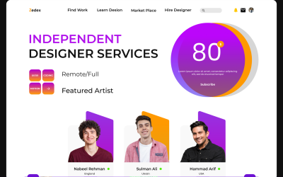 Designer: interfaccia utente dell&amp;#39;eroe del sito Web del portfolio
