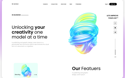 3D Model  Business Website Hero UI