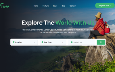 Trevo - Modello di landing page HTML per tour e viaggi