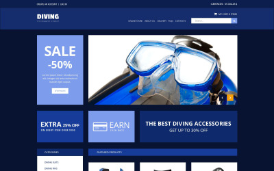 "Diving Accessories" - VirtueMart шаблон №52301