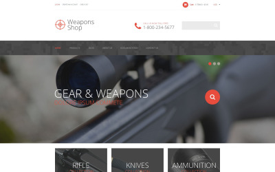 "Weapon Shop Shopify Theme" Responsive Shopify Thema №52385