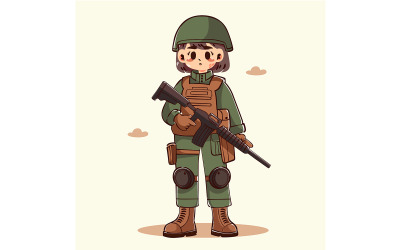 "FREE" 3D Illustration, girl character, icon Military Soldier