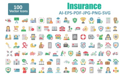 50+ 保险图标 | 扁平、字形、填充样式，适用于网页和应用设计